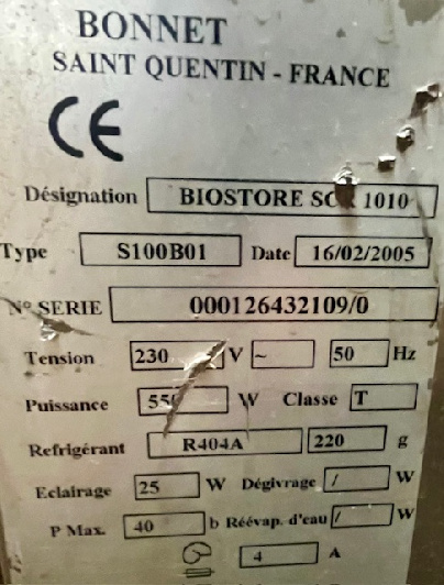 Matériel occasion Armoire réfrigérée positive biostore - BONNET